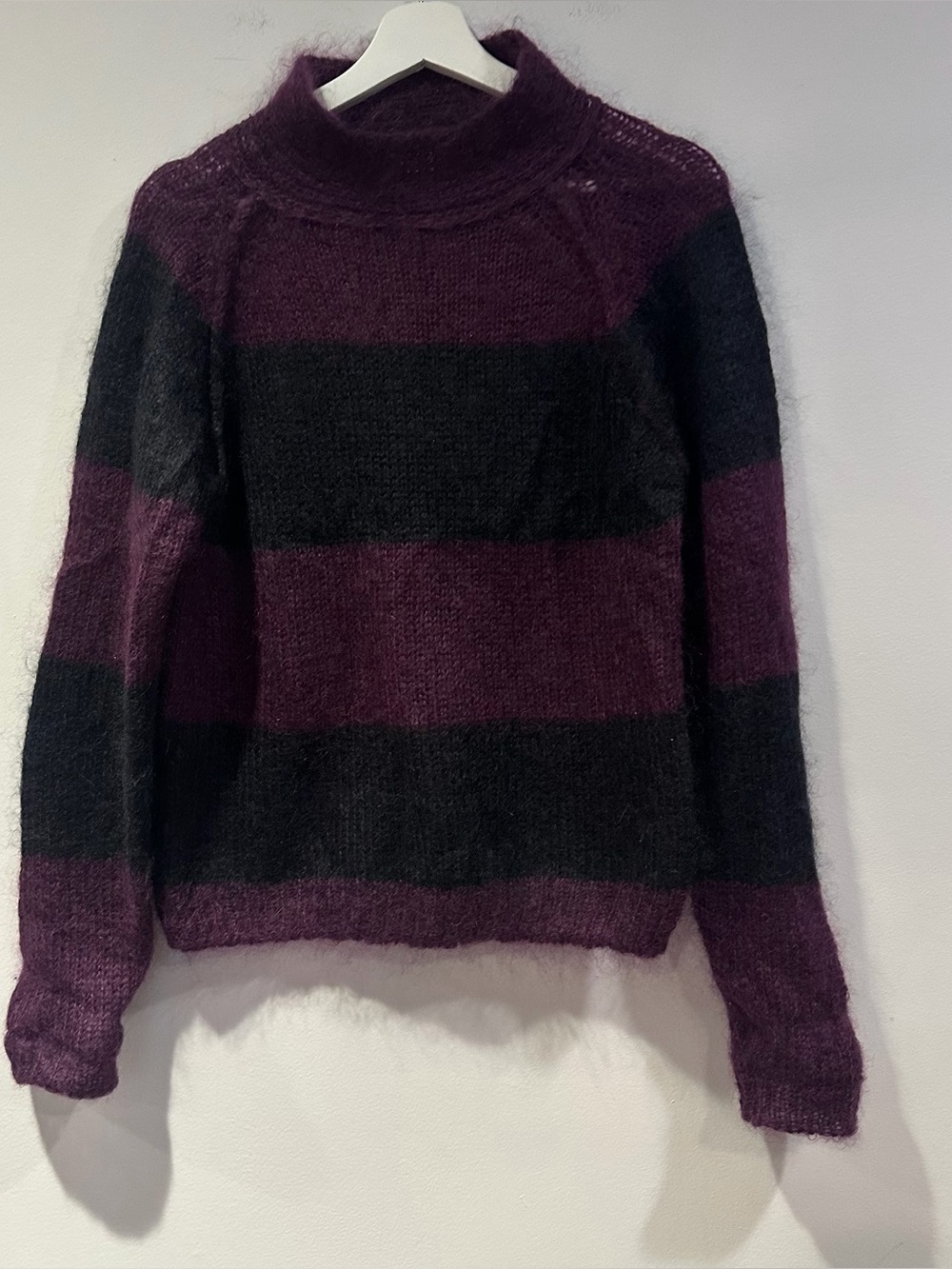 Maska Women's Rossi Mohair Cozy Striped Mock-Neck Sweater - Purple & Black